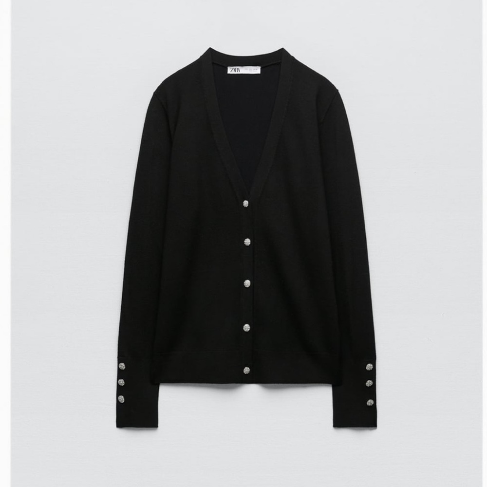 NWT Zara Jewel Button Knit Cardigan